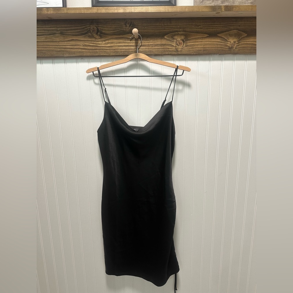 Black Satin Slip Dress Sz S adjustable straps and adjustable length